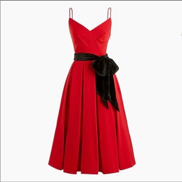 J. Crew Red Spaghetti Strap Dress (missing black Velvet Sash) NEW - Picture 3 of 14
